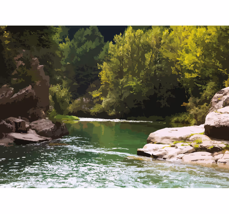 Tapisserie nature paysage aquatique serein - TenStickers