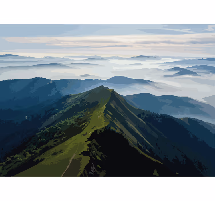 Tapisserie paysage vue sur les montagnes - TenStickers