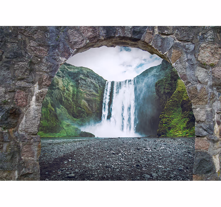 Tapisserie cascade vue majestueuse de la cascade - TenStickers