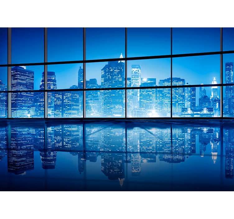 Tapisserie villes et pays reflet nocturne urbain - TenStickers