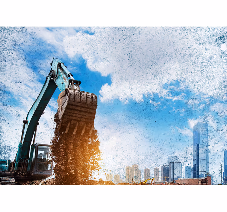 Tapisserie villes et pays action de machine de construction - TenStickers