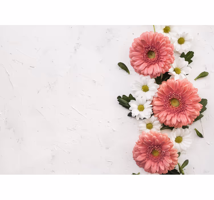 Papier peint mural de fleurs Fleurs de marguerite rose 3d - TenStickers