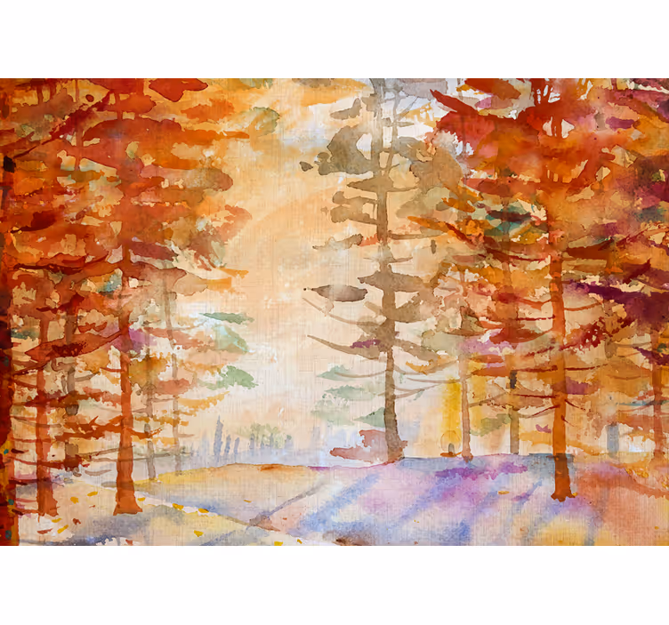 Tapisserie nature paysage de forêt automnale - TenStickers