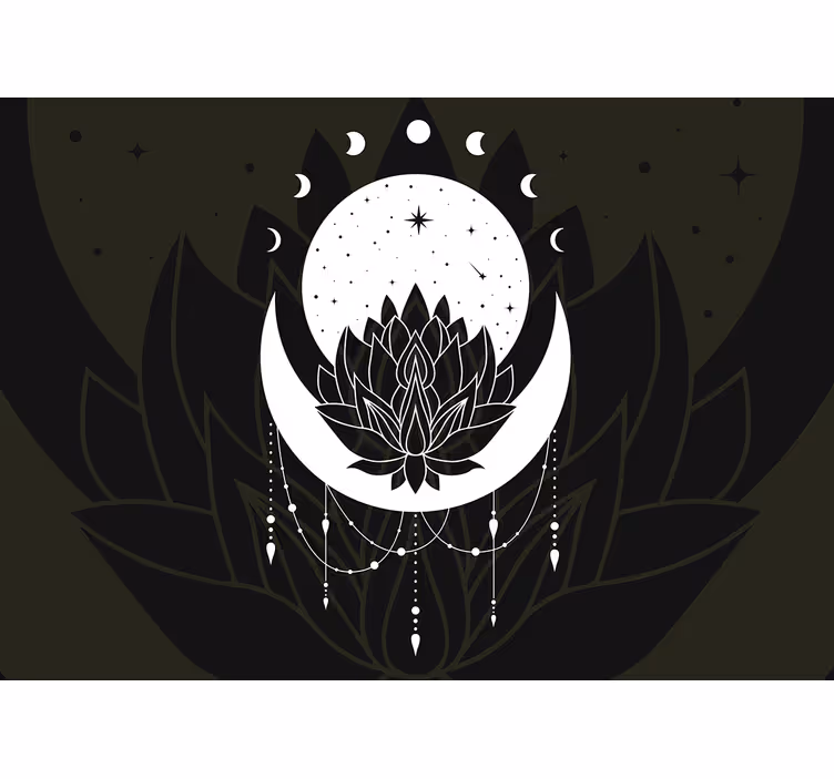 Tapisserie mandala design de lune lotus - TenStickers