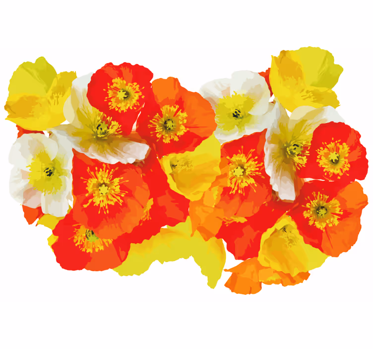 Tapisserie fleur composition de fleurs de pavot - TenStickers