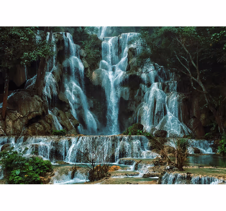 Tapisserie montagne cascade majestueuse - TenStickers