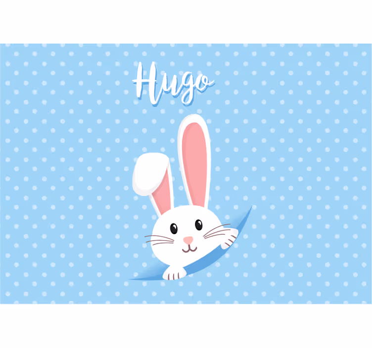 Papier peint chambre bébé Lapin mignon pour garçon avec nom - TenStickers