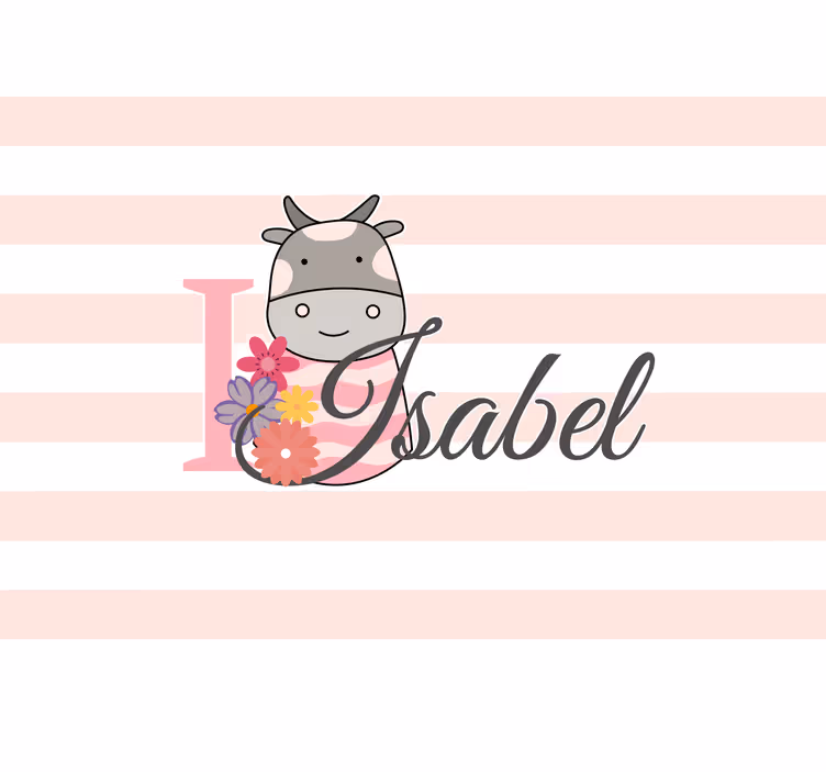 Papier peint enfant Animaux mignons vache avec nom - TenStickers