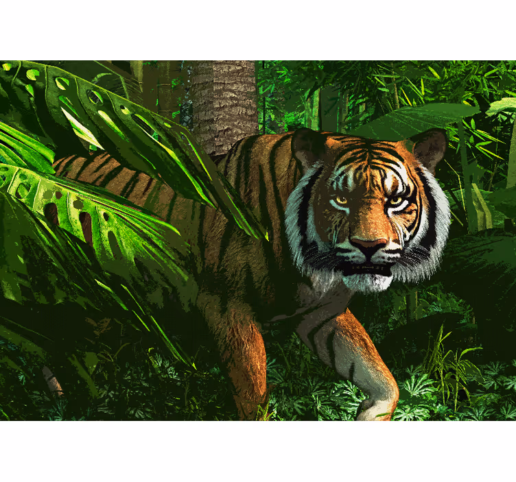 Tapisserie animaux tigre majestueux en chasse - TenStickers