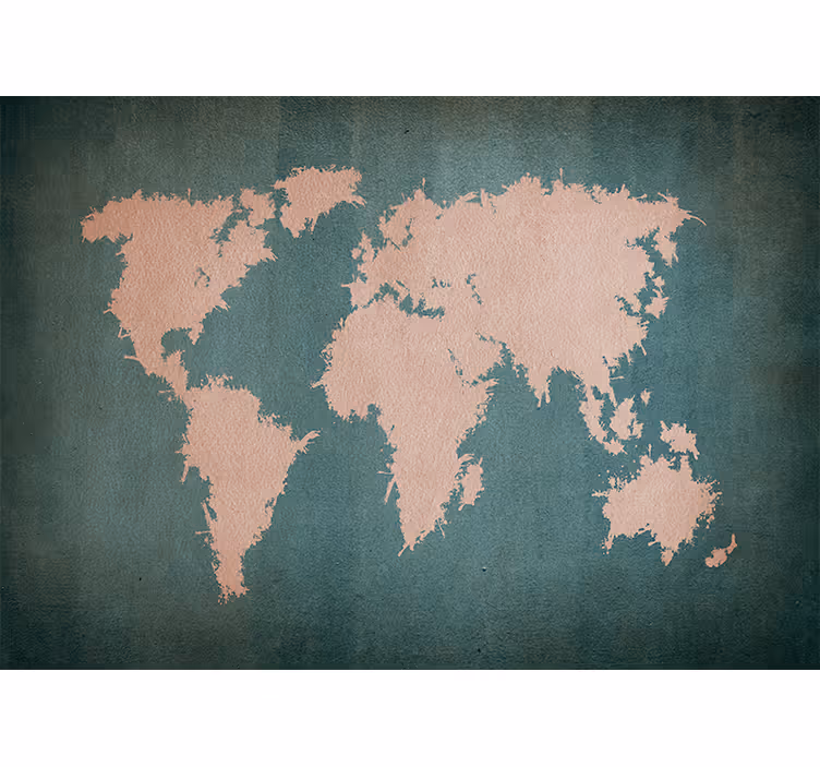 Papier peint mural carte du monde Rose et bleu - TenStickers