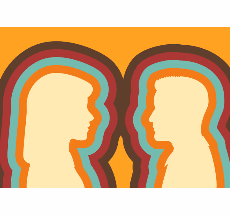 Tapisserie amour silhouettes de couple - TenStickers
