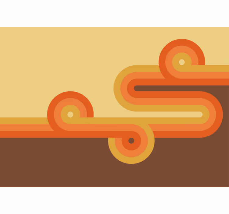 Tapisserie abstraite lignes orange courbées - TenStickers
