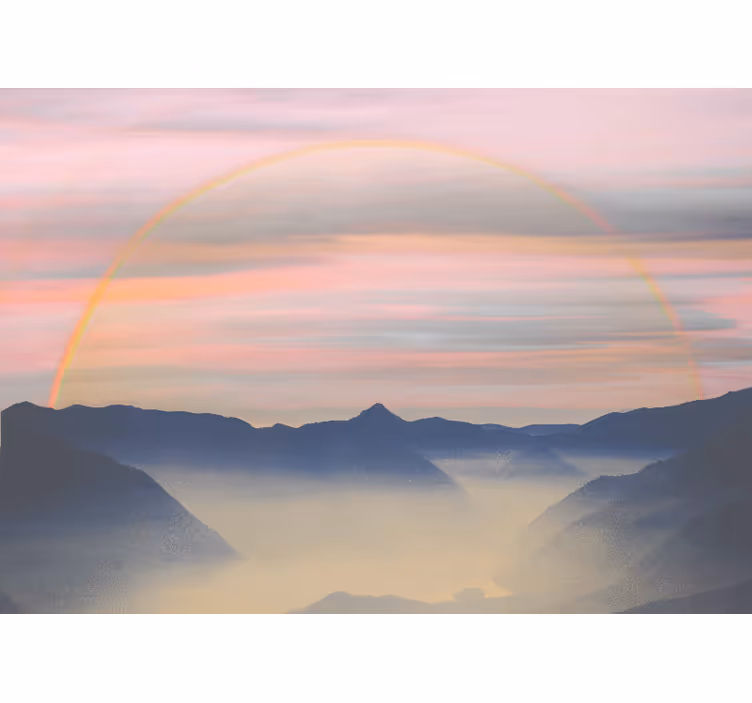 Tapisserie paysage scène d'arc-en-ciel en montagne - TenStickers