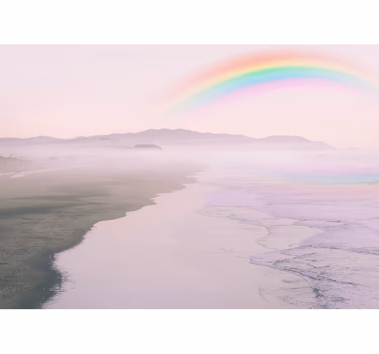 Tapisserie nature plage sereine en arc-en-ciel - TenStickers