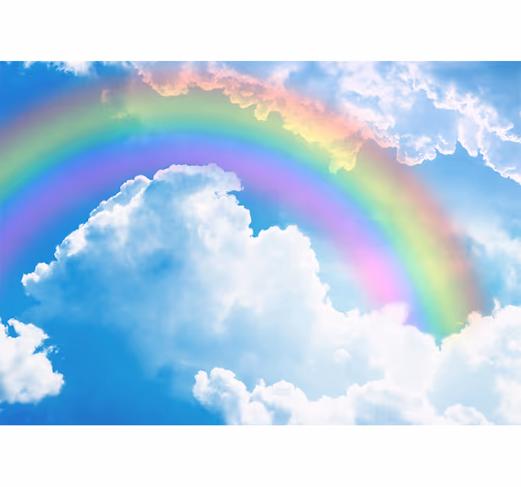 Papier peint mural ciel Arc-en-ciel sur un ciel bleu avec - TenStickers