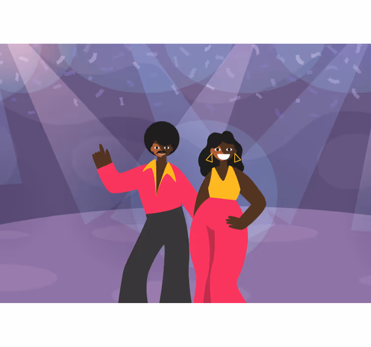 Tapisserie musique couple dansant disco - TenStickers