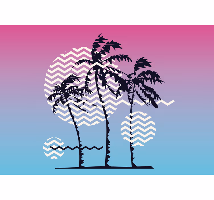 Tapisserie nature palmiers et vagues - TenStickers