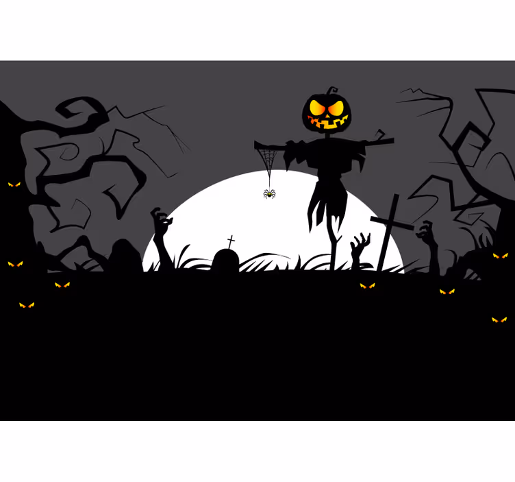 Tapisserie halloween épouvantable épouvantail citrouille - TenStickers