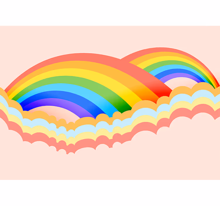 Papier peint enfant Fond arc-en-ciel avec des nuages - TenStickers