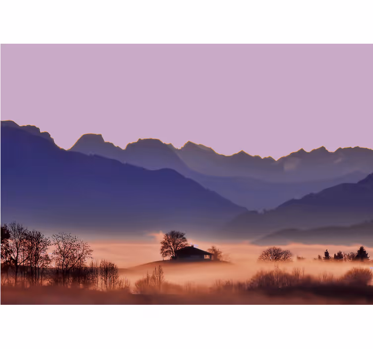 Tapisserie paysage montagne paisible - TenStickers