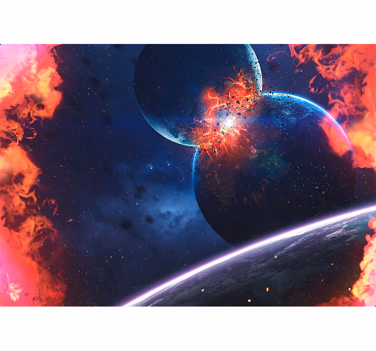 Tapisserie espace collision cosmique explosive - TenStickers