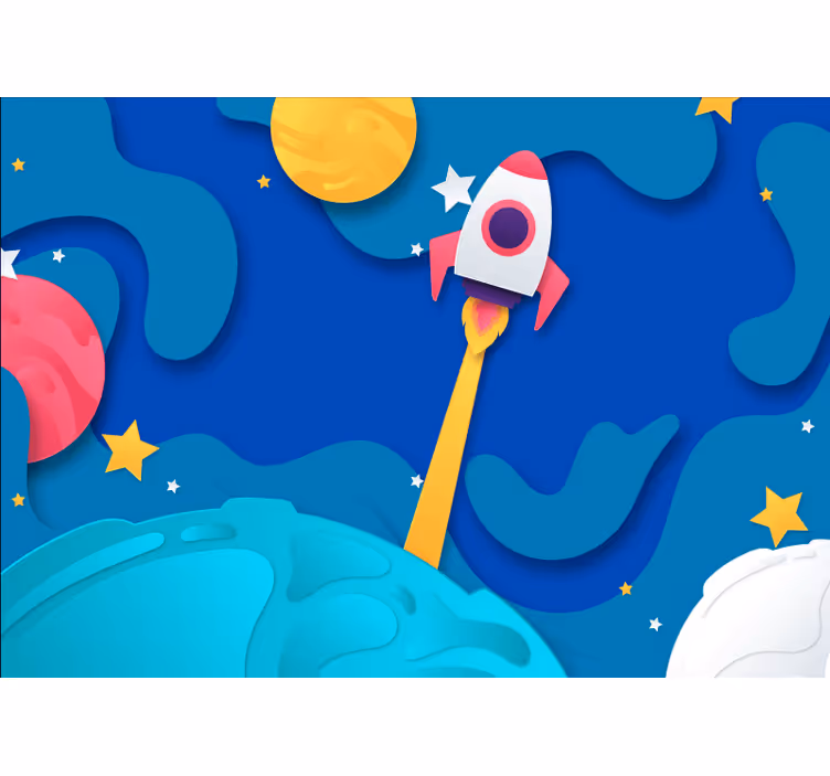 Tapisserie fantaisie aventure de lancement de fusée - TenStickers