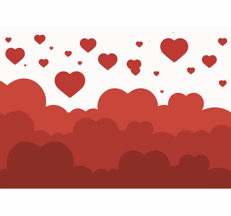Tapisserie amour nuages de cœurs flottants - TenStickers