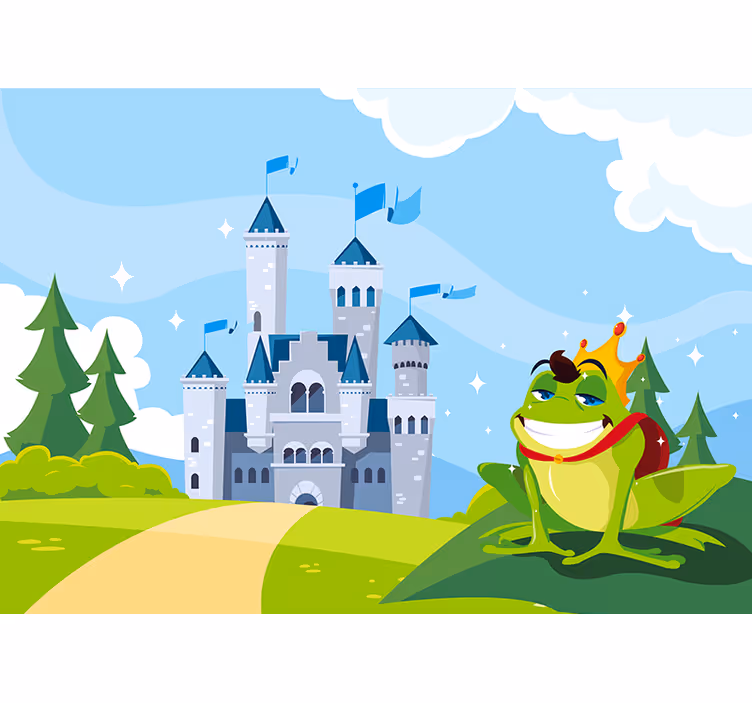 Tapisserie amour grenouille charmante couronnée - TenStickers