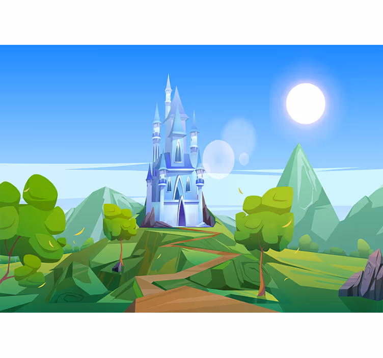 Tapisserie fantaisie paysage de château enchanteur - TenStickers