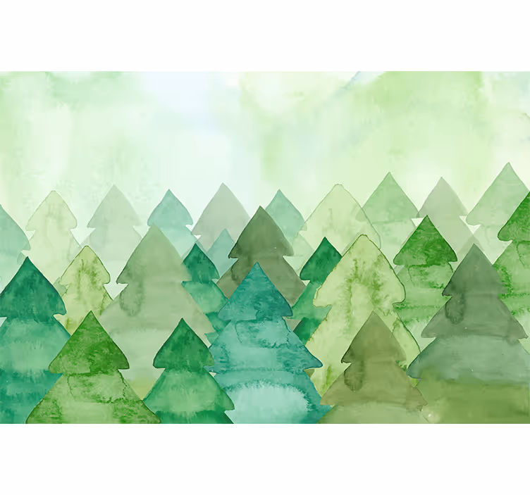 Tapisserie forêt pins verts luxuriants - TenStickers