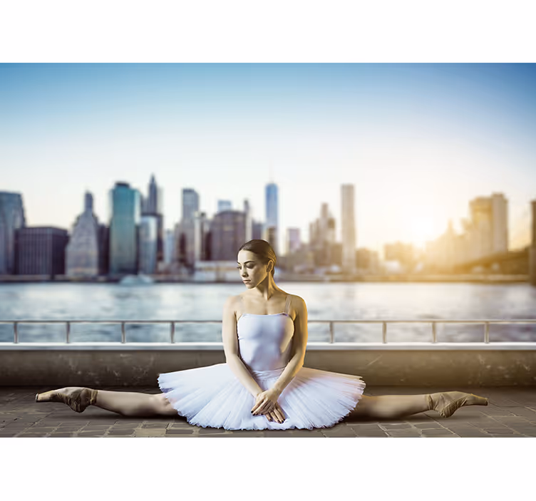 Tapisserie personnalisée danseuse de ballet paysage urbain - TenStickers