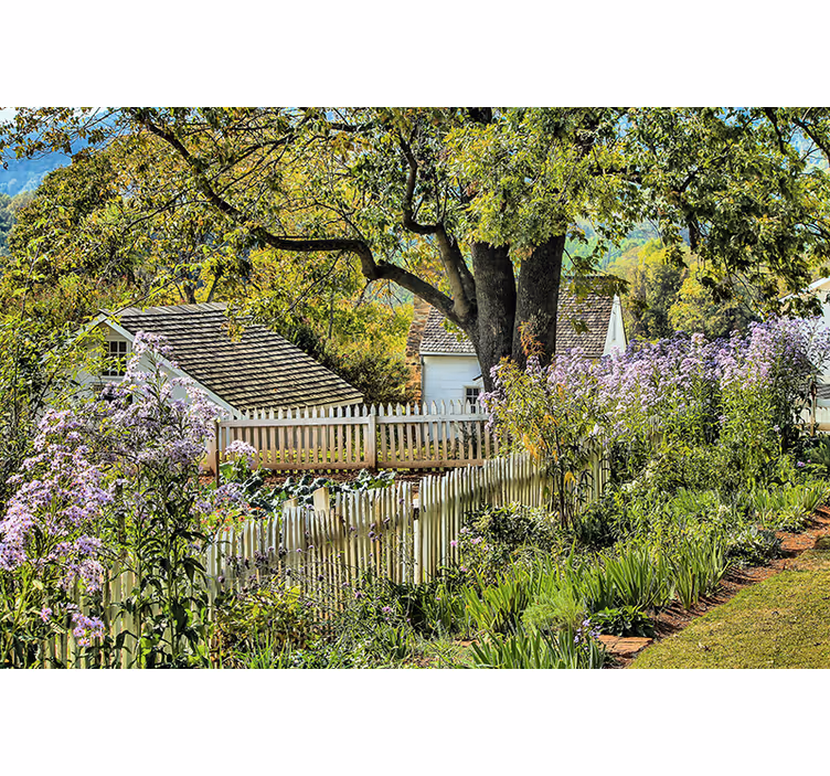 Tapisserie paysage vue paisible de jardin - TenStickers