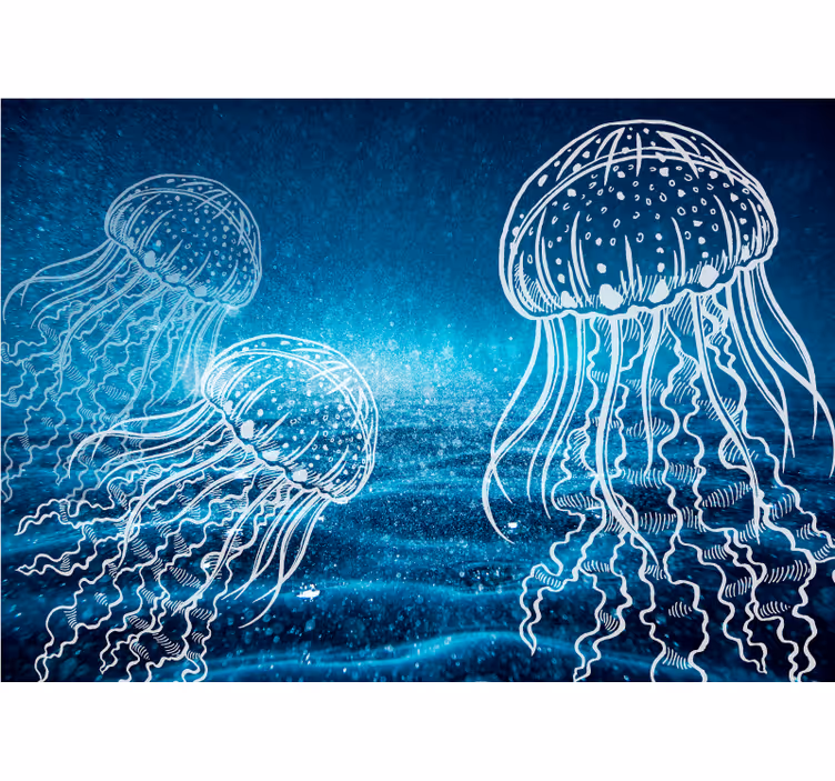 Tapisserie salle de bain danse élégante des méduses - TenStickers