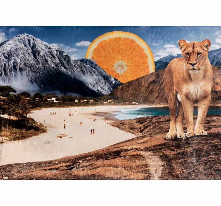 Papier peint mural lion Paysage surréaliste - TenStickers