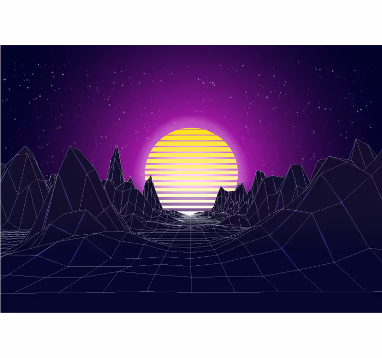 Papier peint vintage Montagnes style années 80 - TenStickers