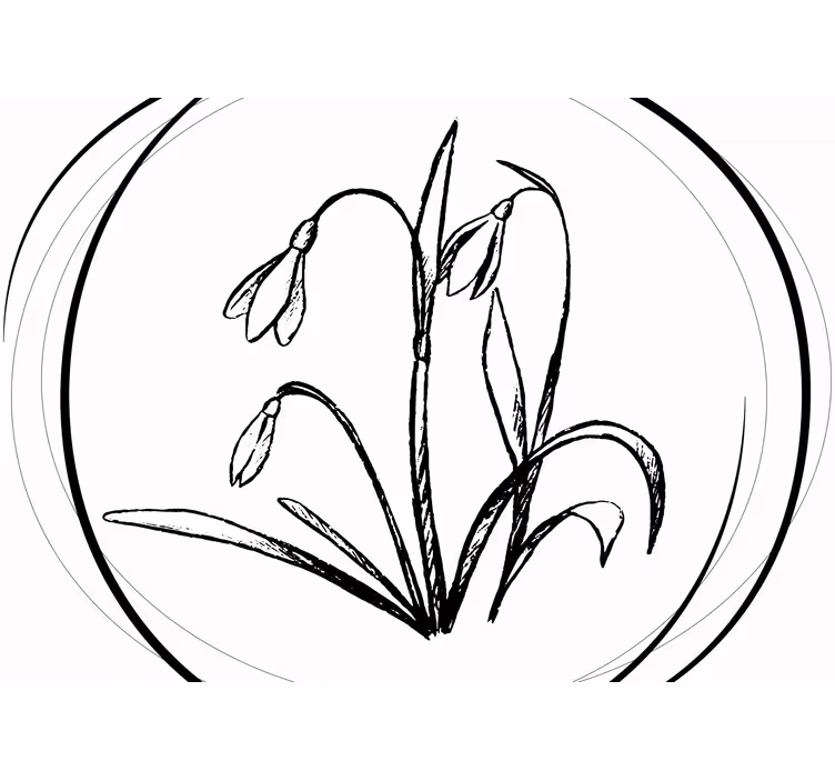 Tapisserie fleur contour de perce-neige - TenStickers