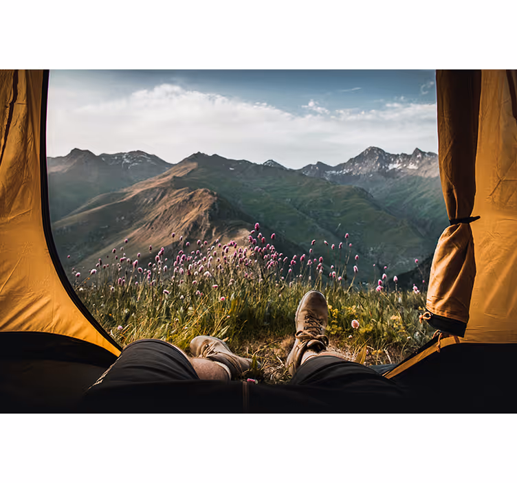 Tapisserie paysage vue sur montagne paisible - TenStickers