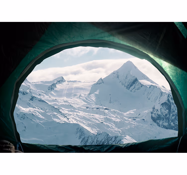Papier peint 3D Carpe de montagne de neige de fenêtre - TenStickers