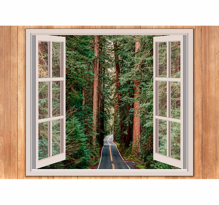 Tapisserie nature vue sur un chemin forestier - TenStickers