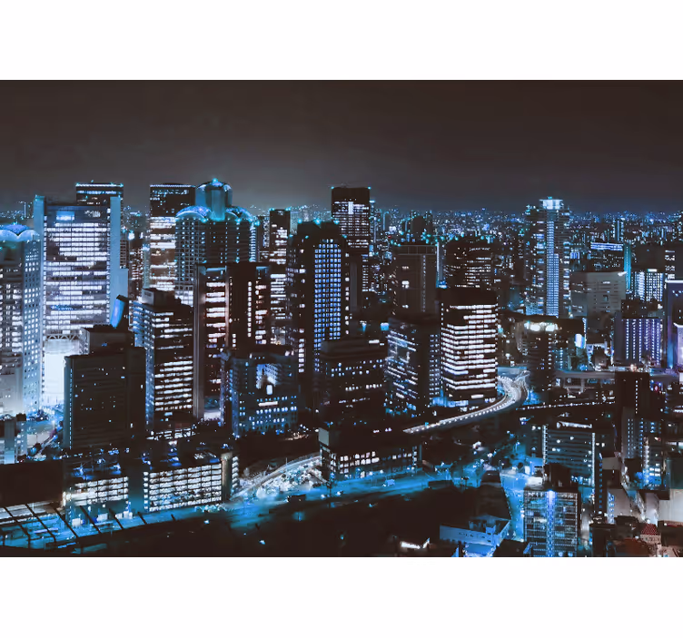 Tapisserie villes et pays horizon urbain nocturne - TenStickers