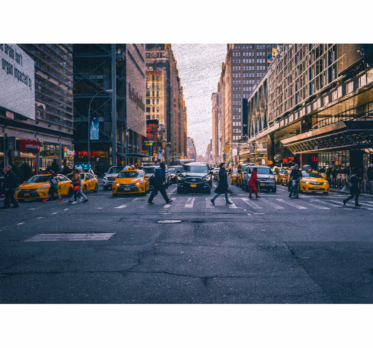 Tapisserie new york rue animée de new york - TenStickers