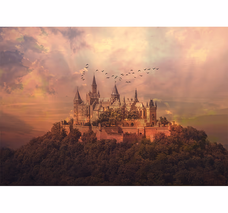 Tapisserie fantaisie paysage de château majestueux - TenStickers