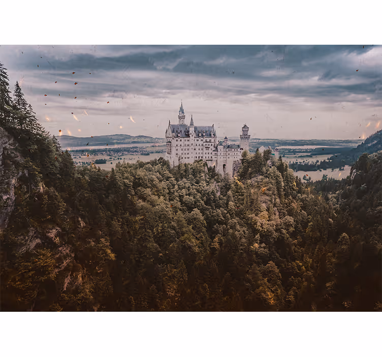 Tapisserie paysage château sur la montagne - TenStickers