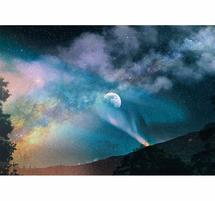 Tapisserie espace nébuleuse céleste au clair de lune - TenStickers