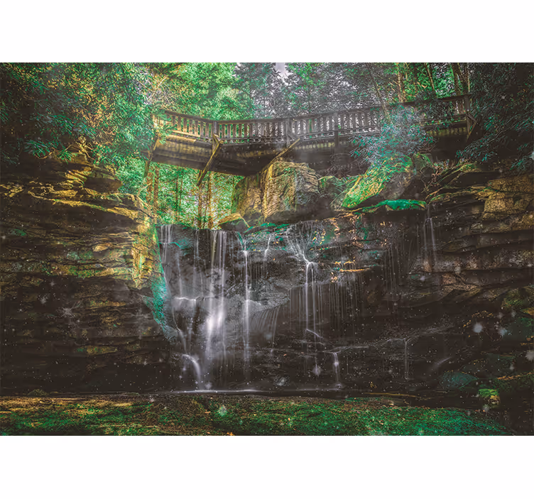 Tapisserie paysage vue sur une cascade pittoresque - TenStickers