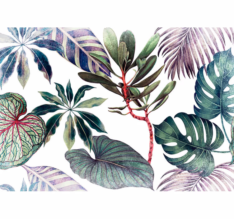 Tapisserie nature arrangement de feuillage tropical - TenStickers