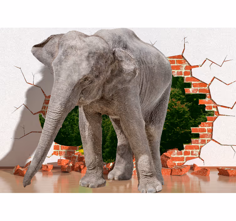 Papier peint mural d'animaux Mur d'éléphant géant 3d - TenStickers