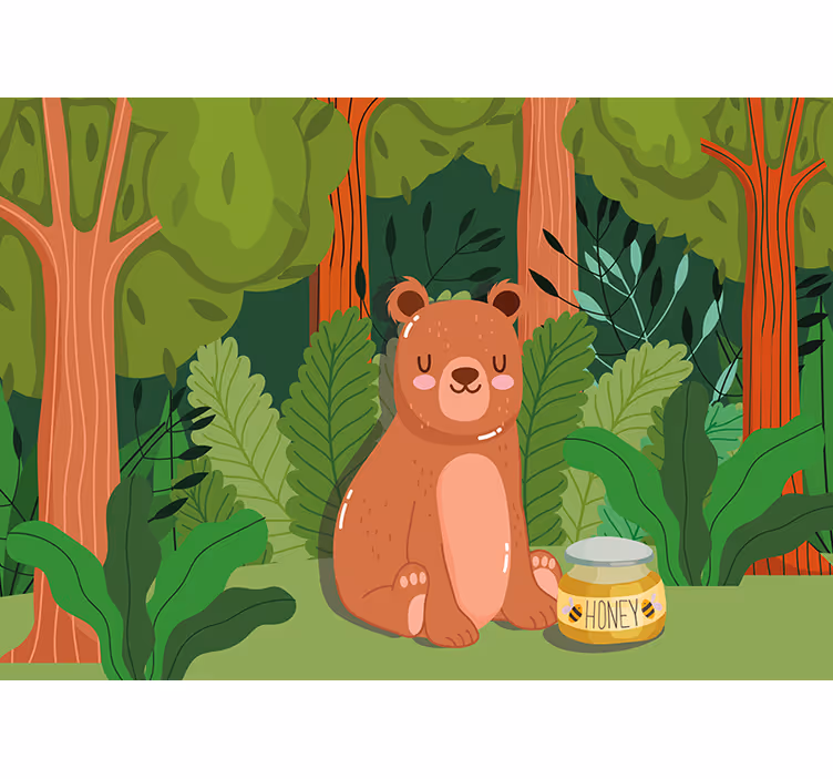 Tapisserie chambre enfant oeuvre d'art ours adorable - TenStickers