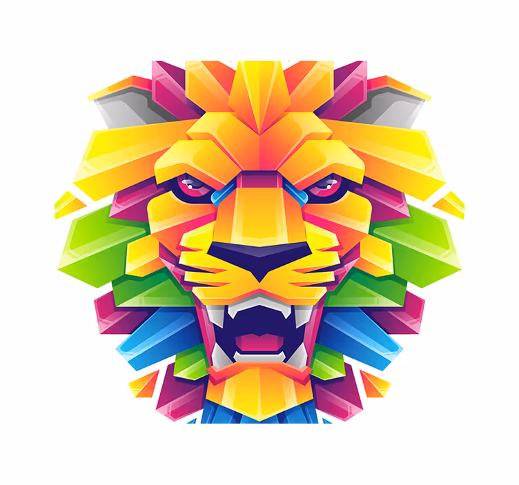 Tapisserie lion visage de lion vibrant - TenStickers