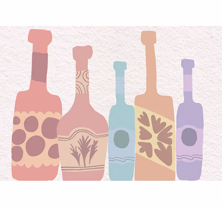 Tapisserie art collection de bouteilles stylisées - TenStickers
